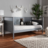 Baxton Studio Cintia-Grey-Daybed Cintia Cottage Farmhouse Grey Finished Wood Twin Size Daybed